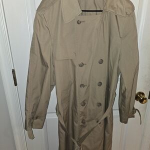 London Fog Tan Trench Coat Double Breast 40R Classic Style